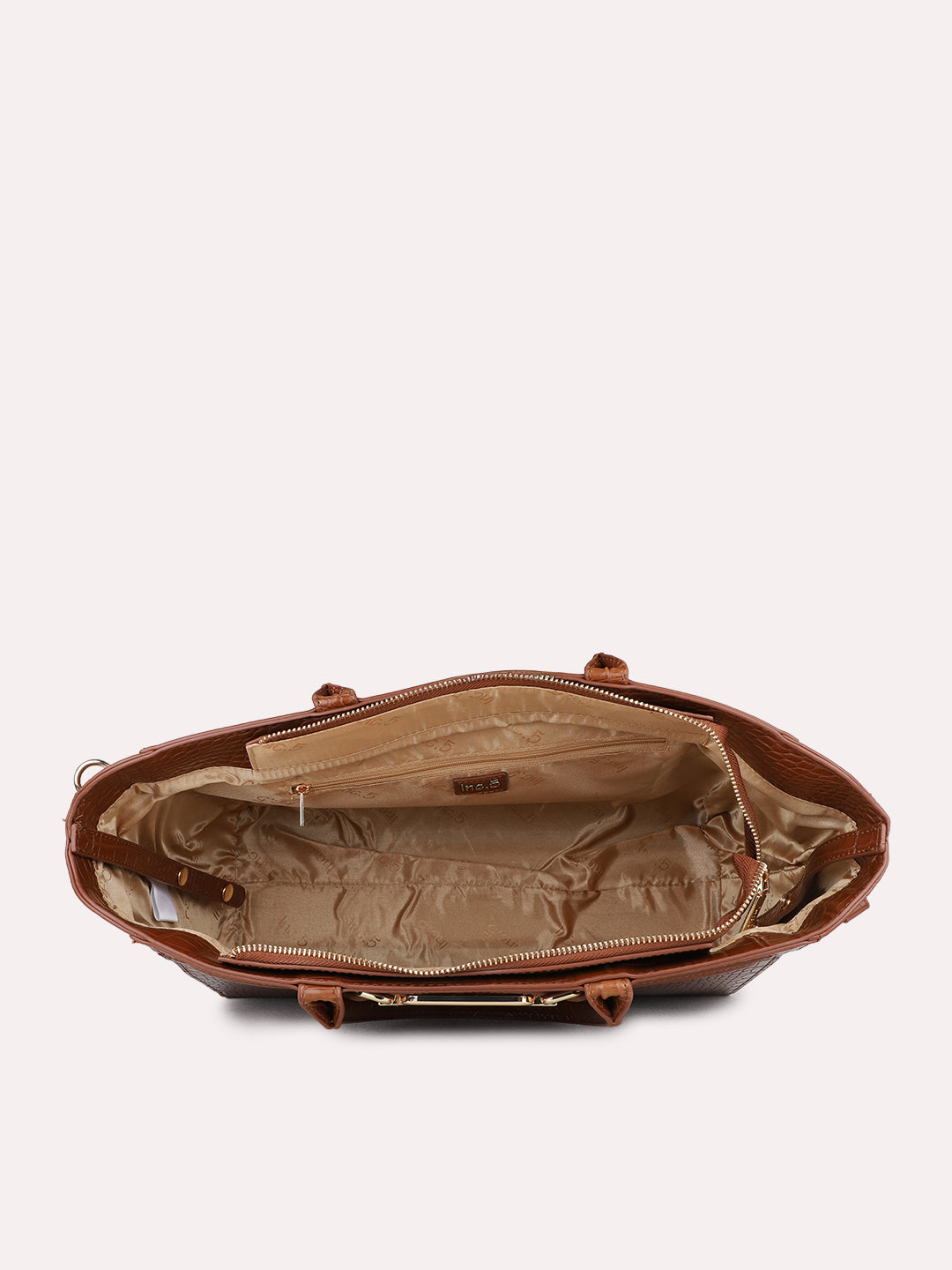 Womens Brown Casual Handbag With Zip Lock