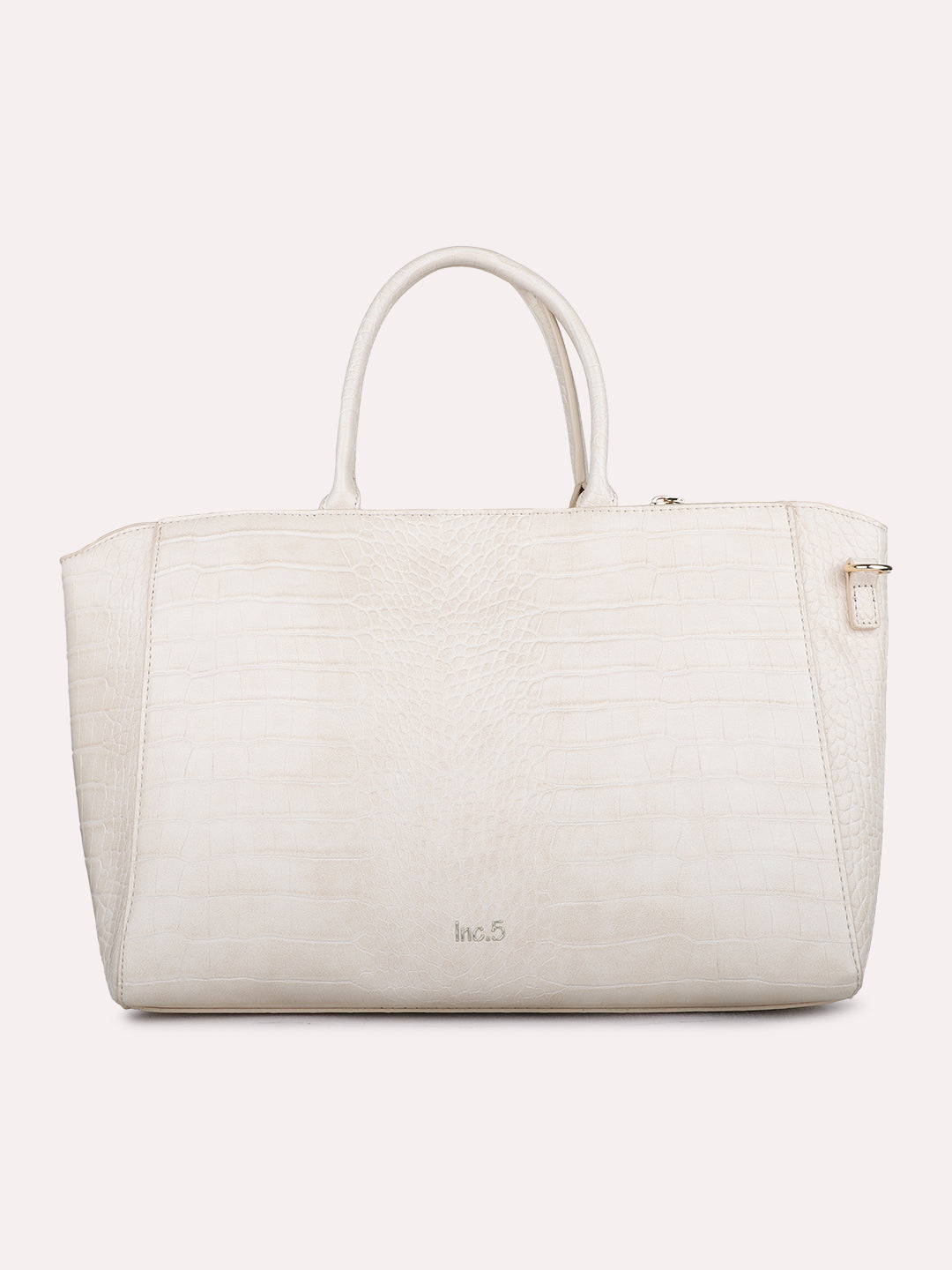 Womens Cream Casual Handbag With Zip Lock