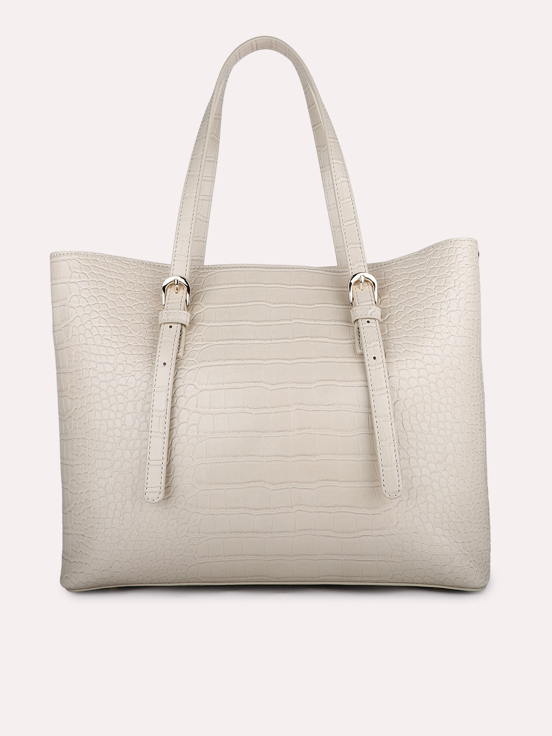 Womens Beige Casual Textured Shoulder Bag With Zip Lock