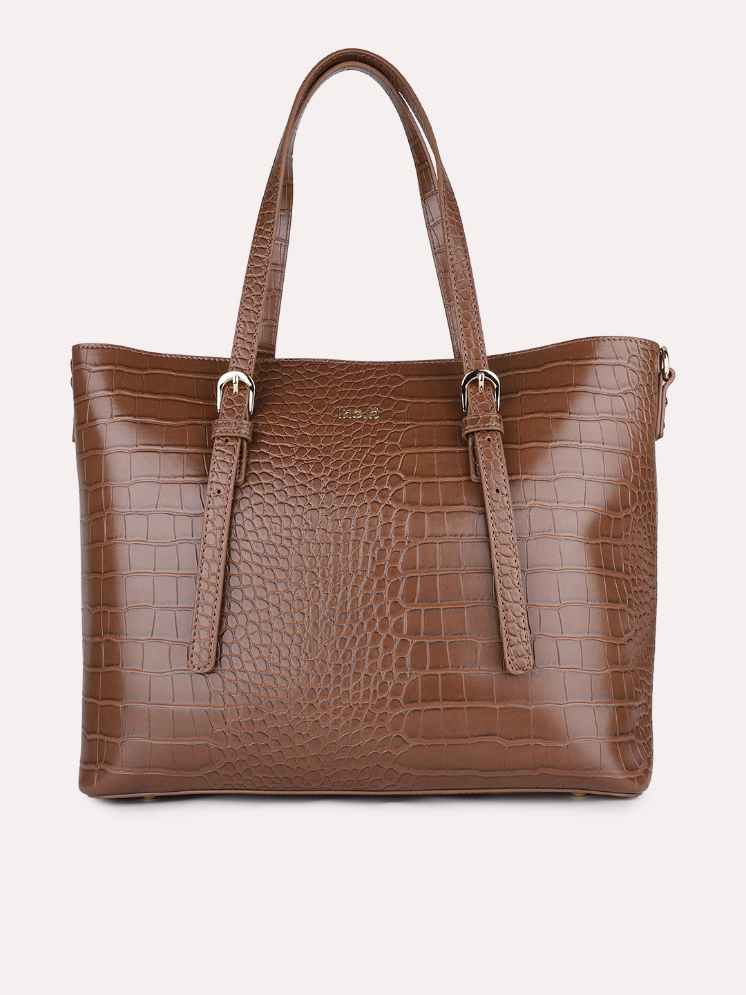 Womens Brown Casual Textured Shoulder Bag With Zip Lock