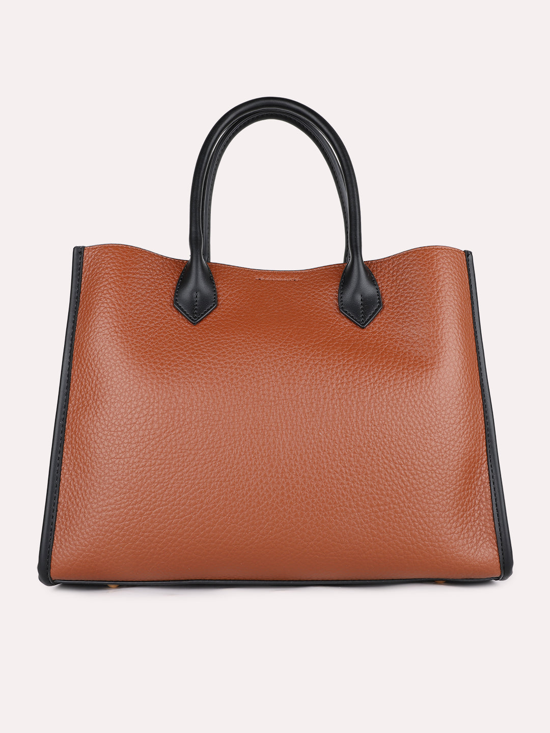 Womens Brown Casual Textured Shoulder Bag With Magnet Lock