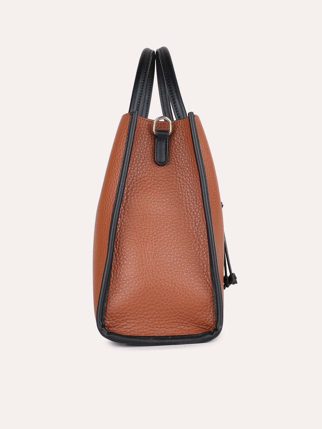 Womens Brown Casual Textured Shoulder Bag With Magnet Lock