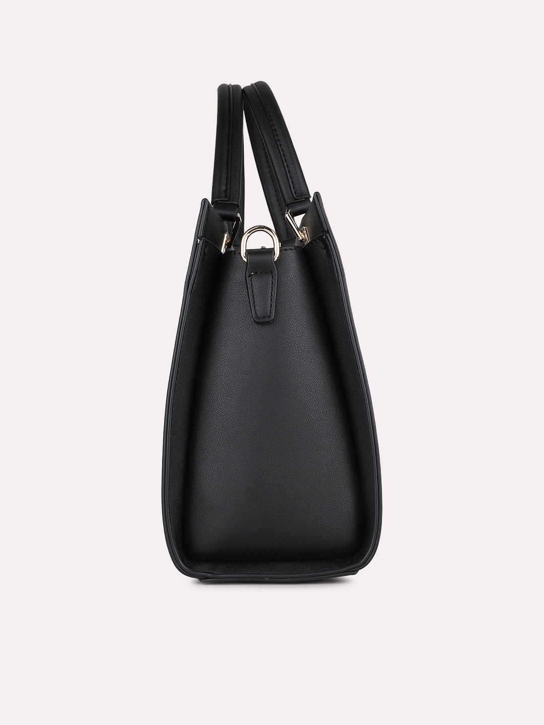 Womens Black Casual Solid Handbag With Zip Lock