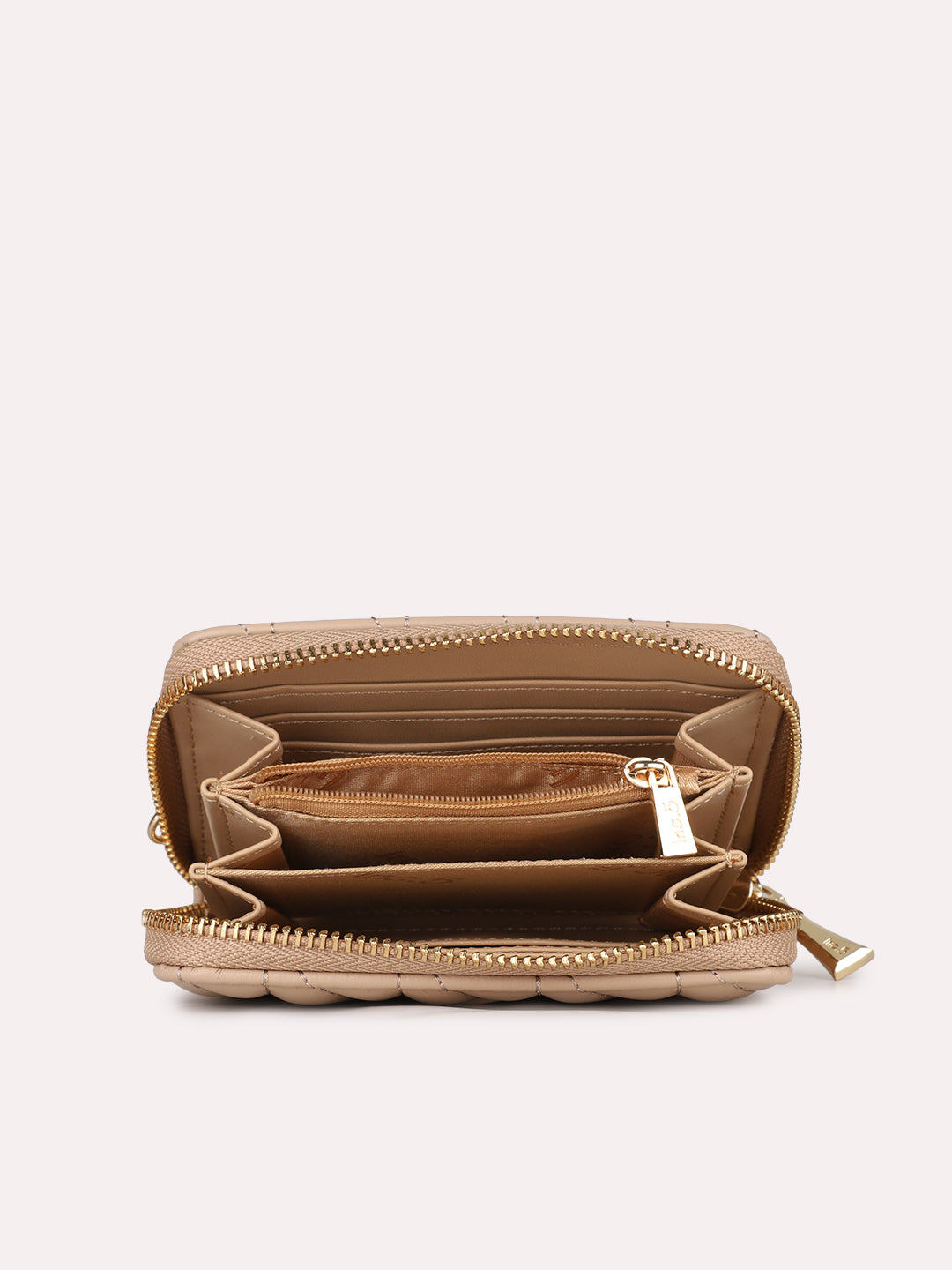 Womens Nude Party Textured Wallet With Zip Lock