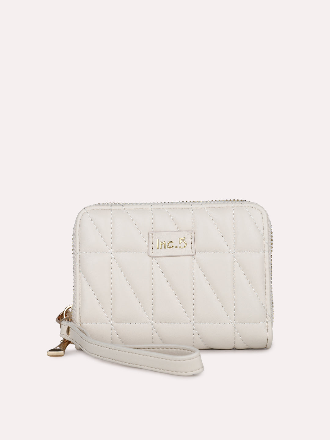 Womens White Party Textured Wallet With Zip Lock