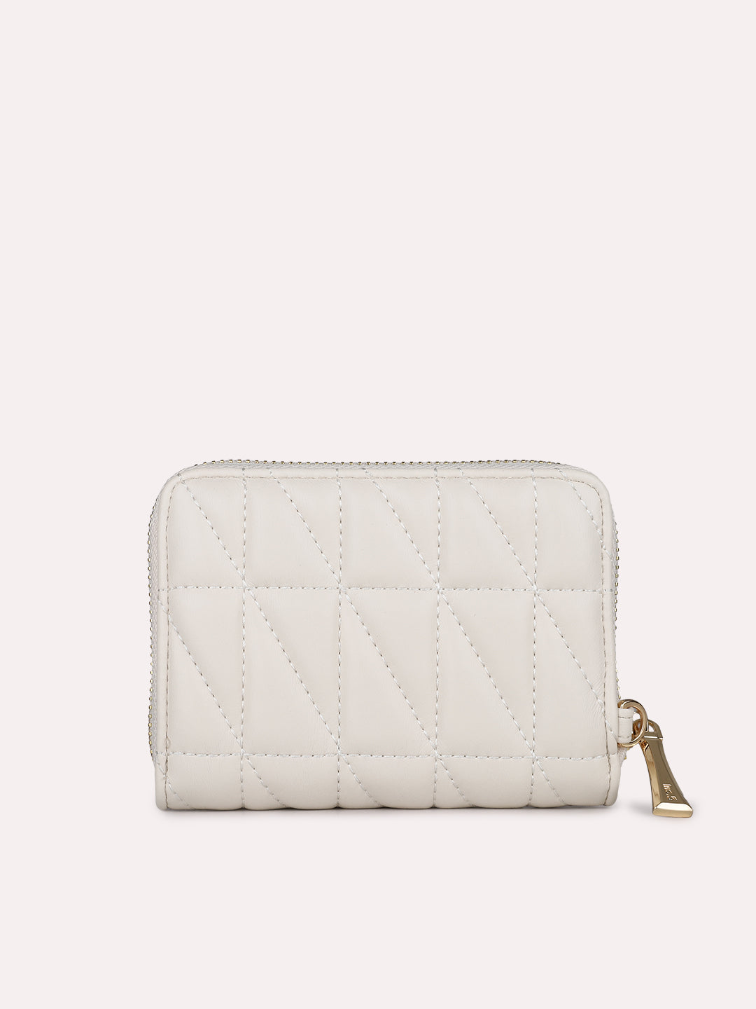 Womens White Party Textured Wallet With Zip Lock