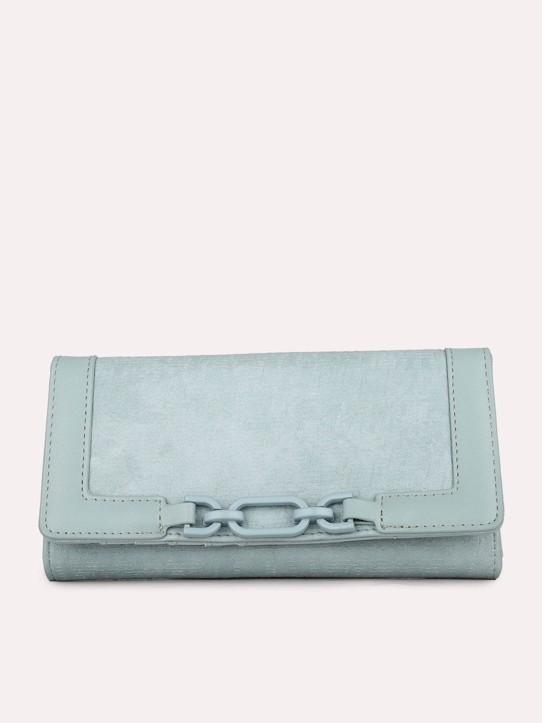 Womens Green Party Textured Wallet With Push Lock