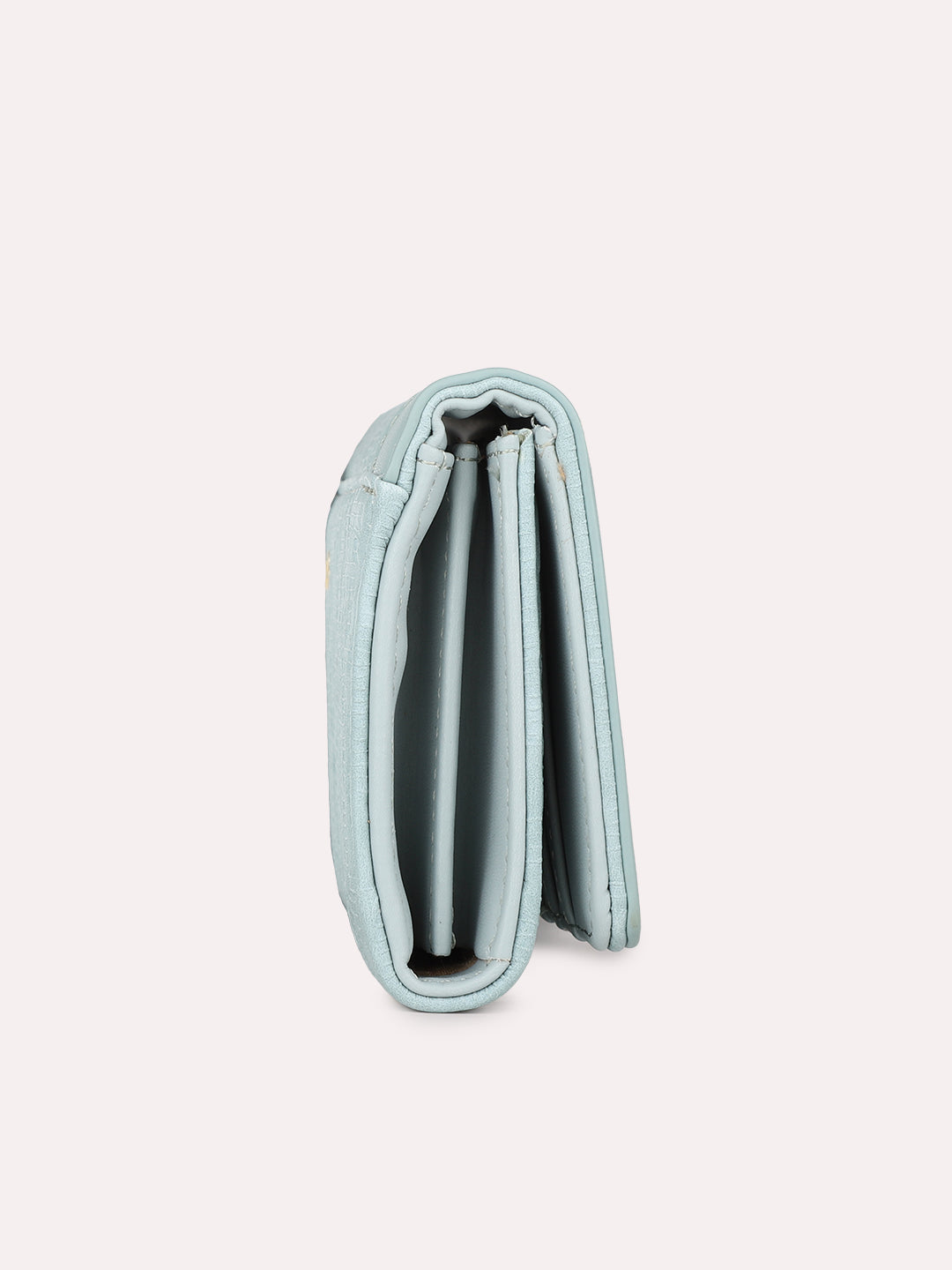 Womens Green Party Textured Wallet With Push Lock