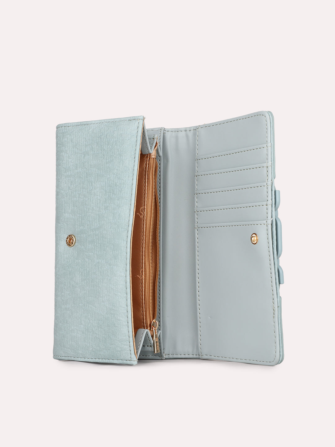 Womens Green Party Textured Wallet With Push Lock