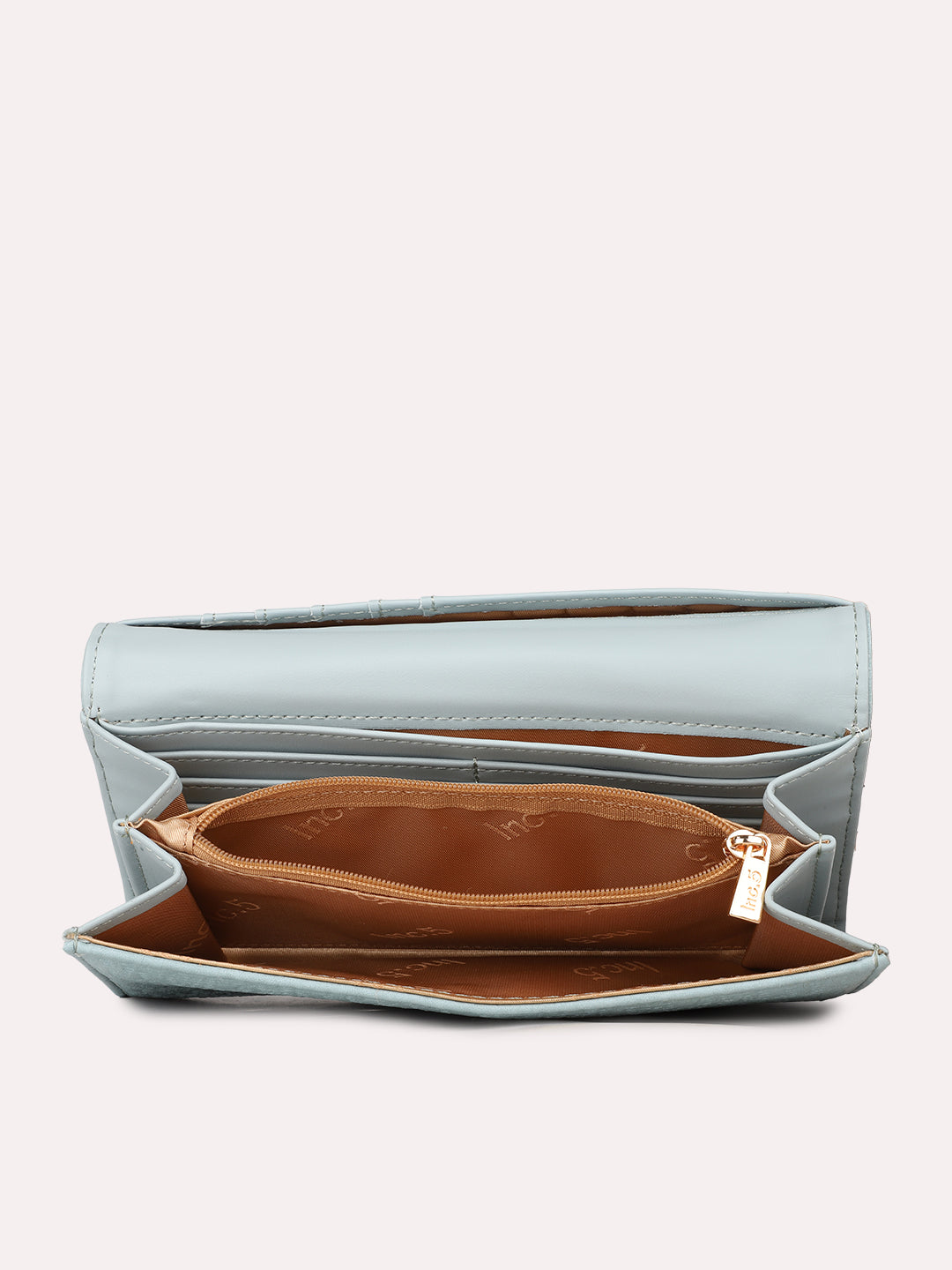 Womens Green Party Textured Wallet With Push Lock