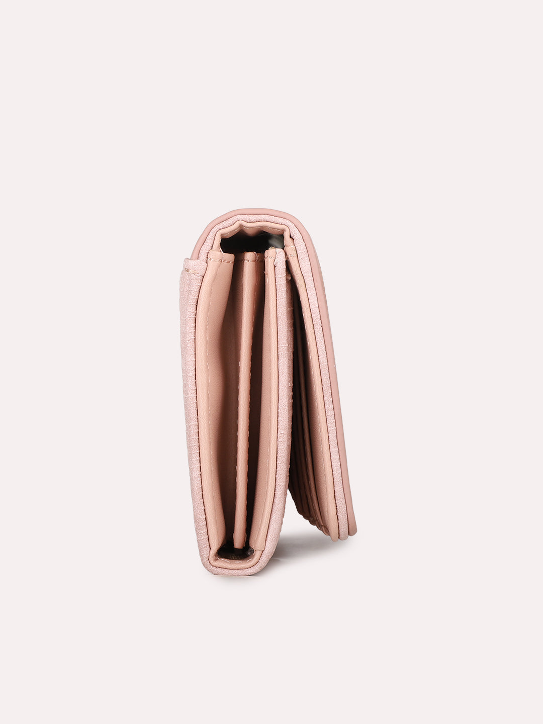 Womens Pink Party Textured Wallet With Push Lock