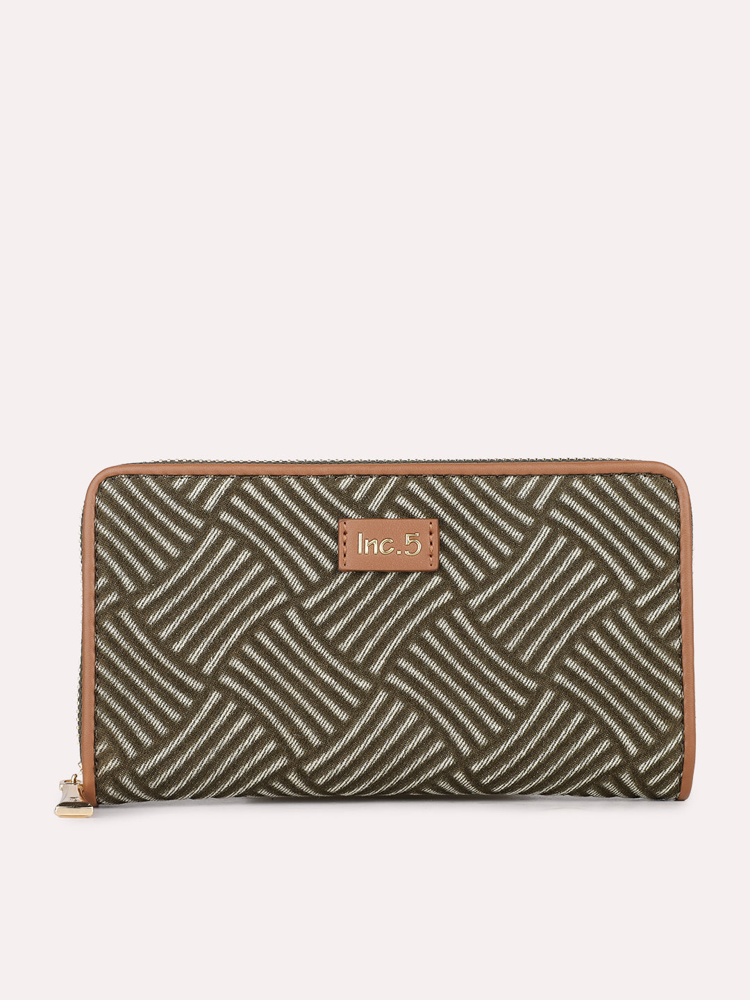 Womens Green Party Textured Wallet With Zip Lock