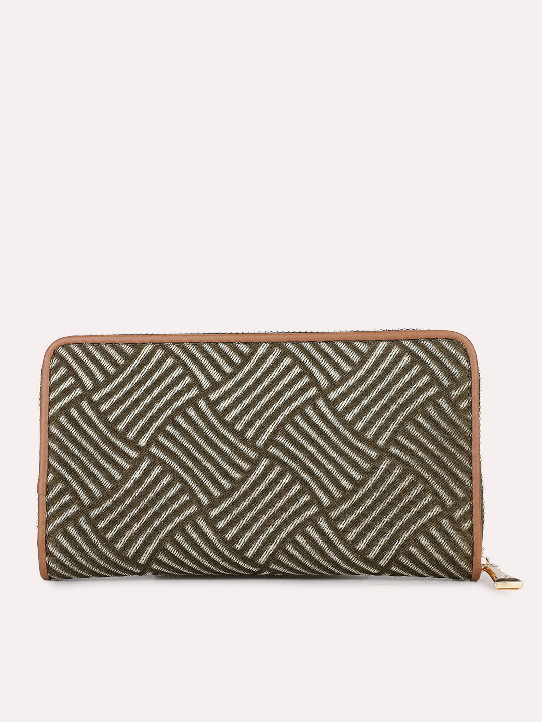 Womens Green Party Textured Wallet With Zip Lock