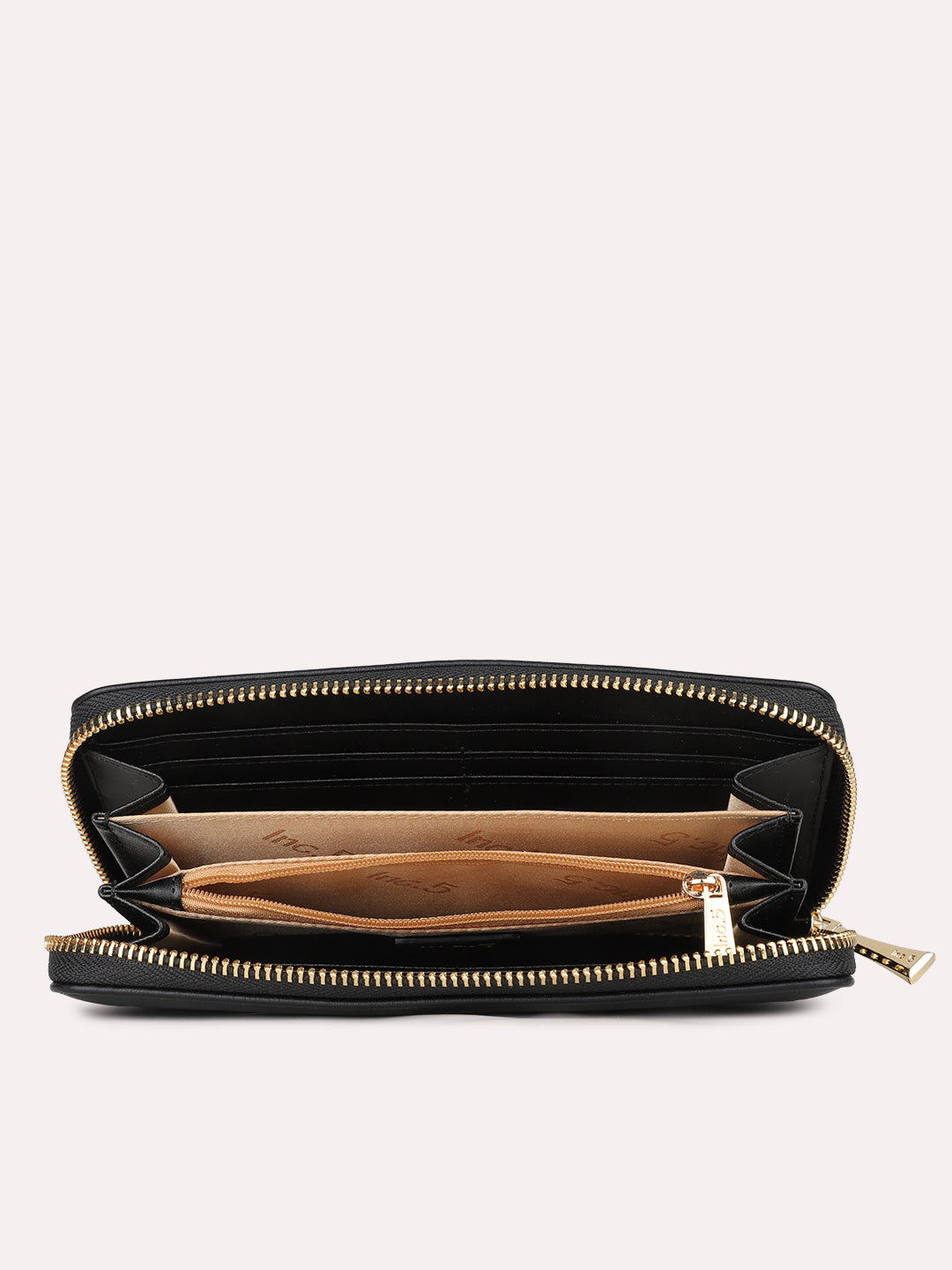 Womens Black Party Textured Wallet With Zip Lock