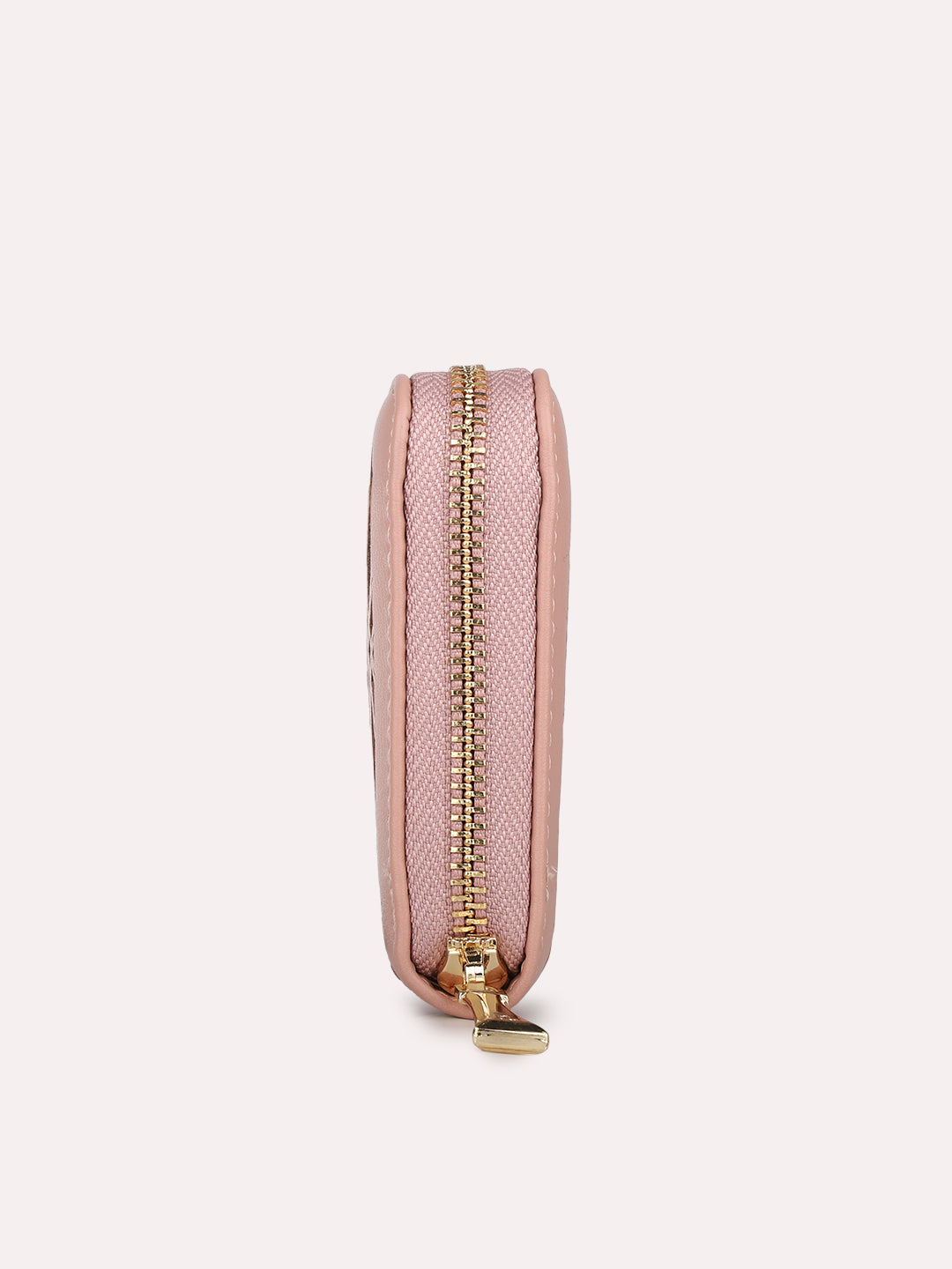 Womens Pink Party Textured Wallet With Zip Lock
