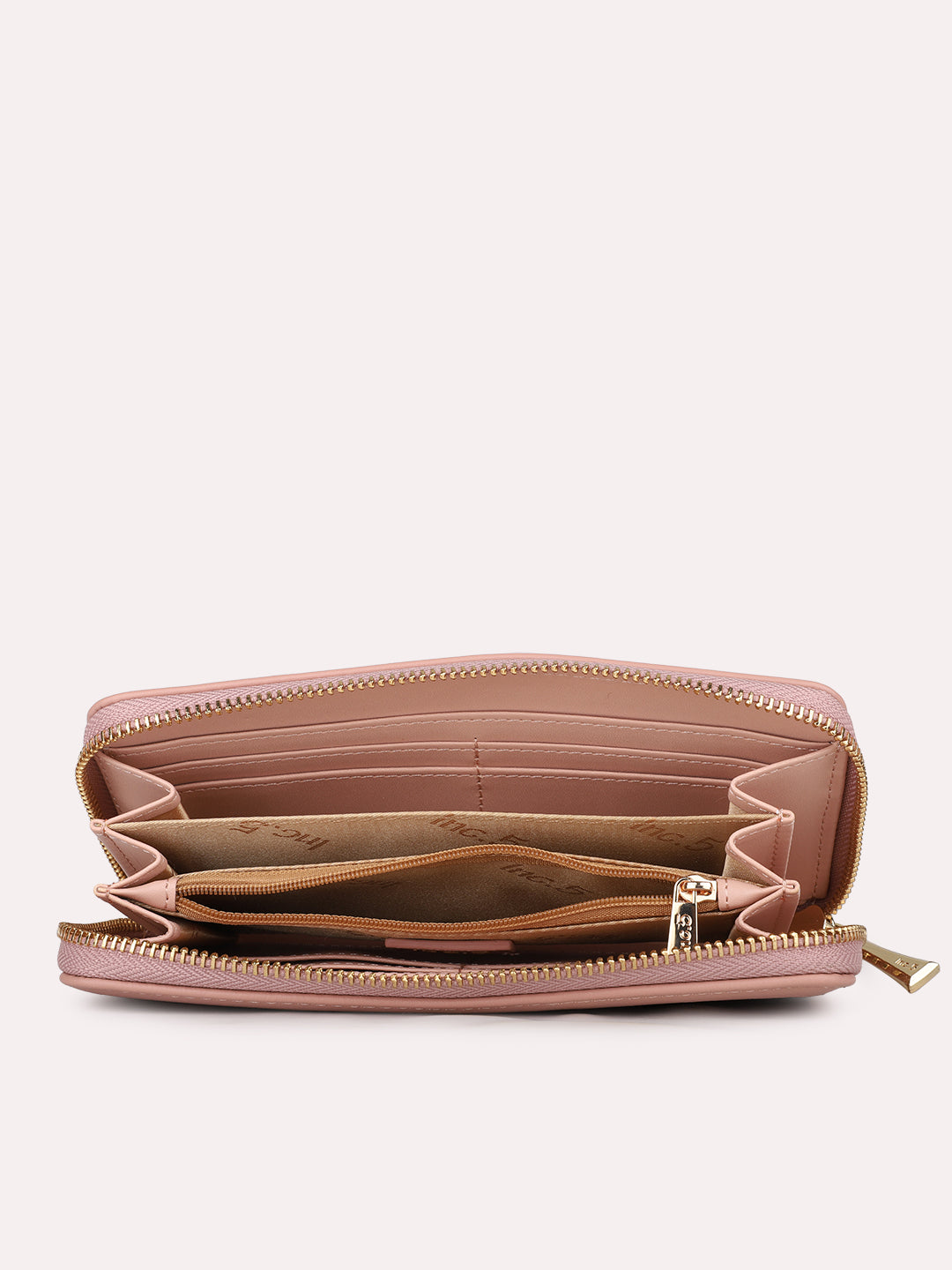 Womens Pink Party Textured Wallet With Zip Lock