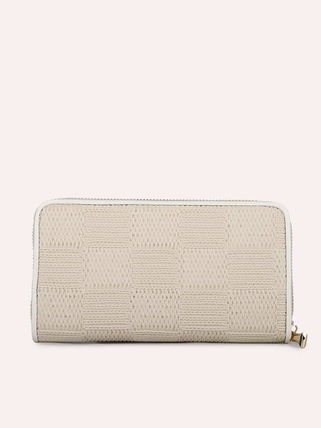 Womens Cream Casual Textured Wallet With Zip Lock