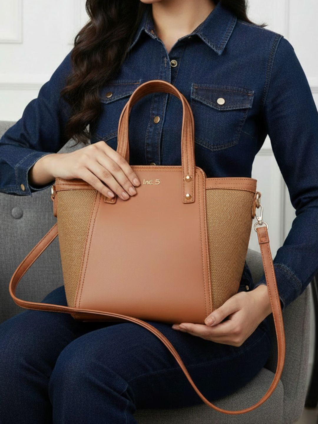 Women Brown Textured Shoulder Bag With Zip Lock For Casual