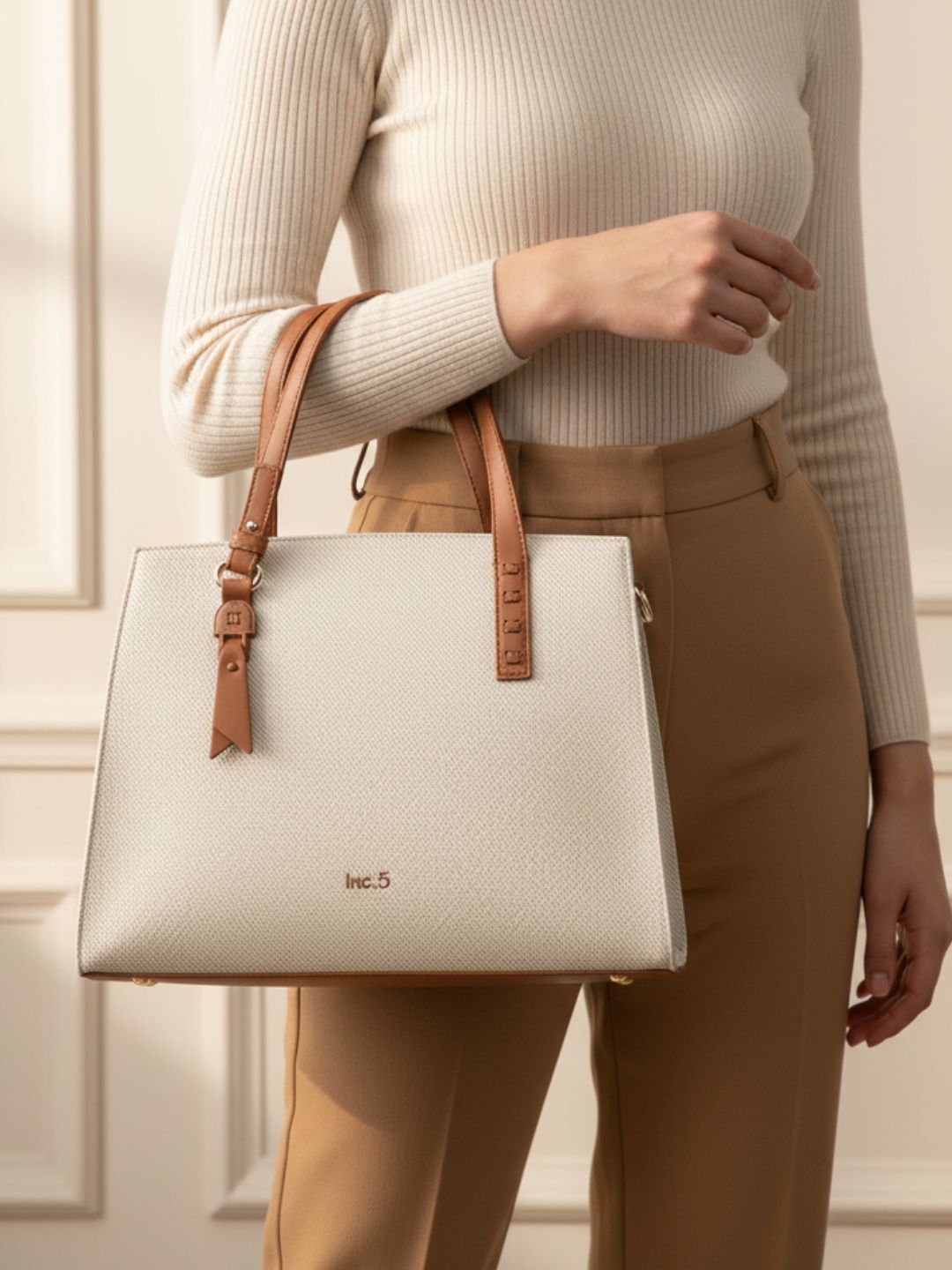Women Tan Textured Shoulder Bag With Zip Lock For Casual