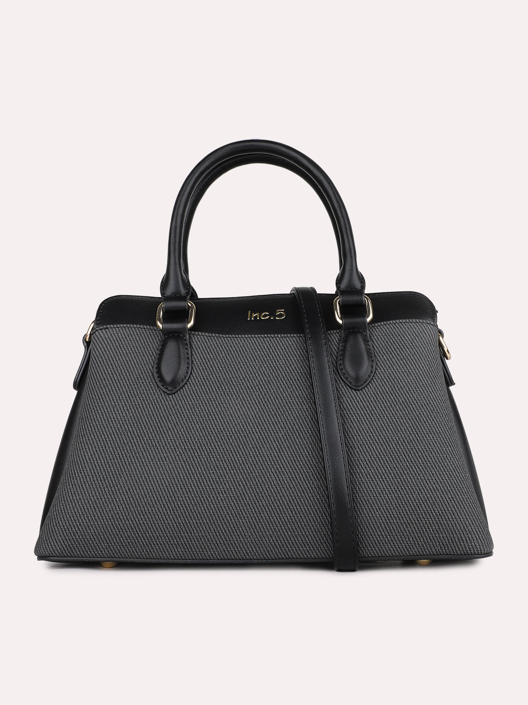 Womens Black Casual Textured Handbag With Zip Lock