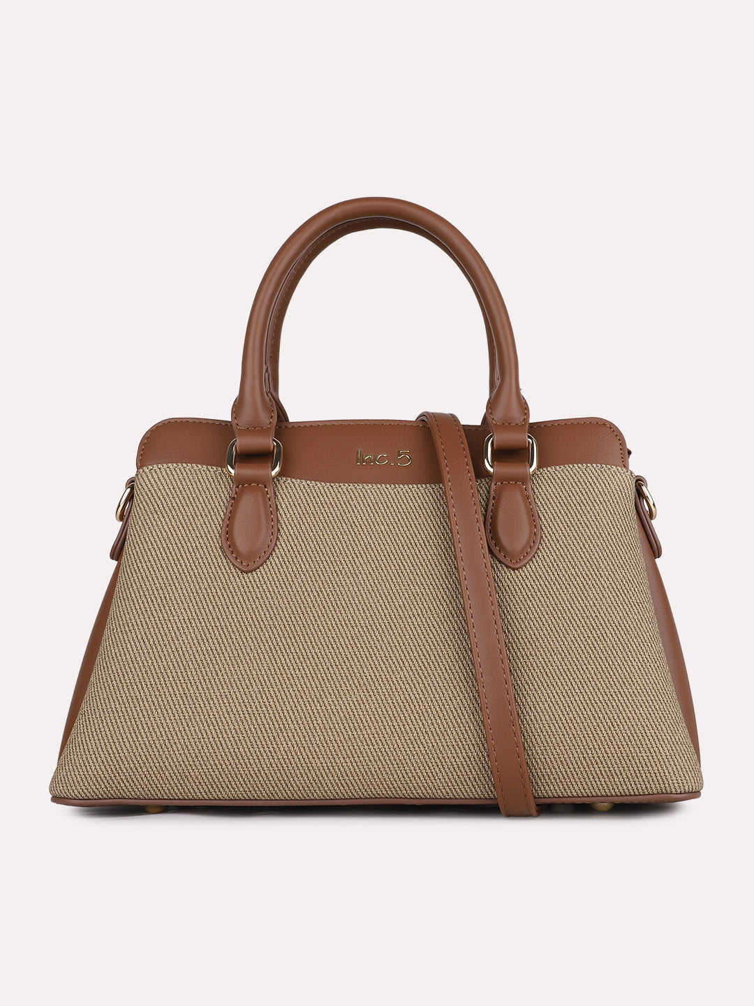 Womens Khaki Casual Textured Handbag With Zip Lock