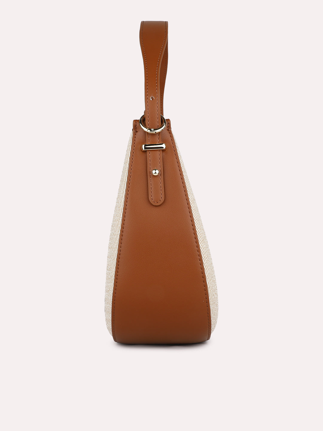 Womens Beige Party Textured Shoulder Bag With Zip Lock