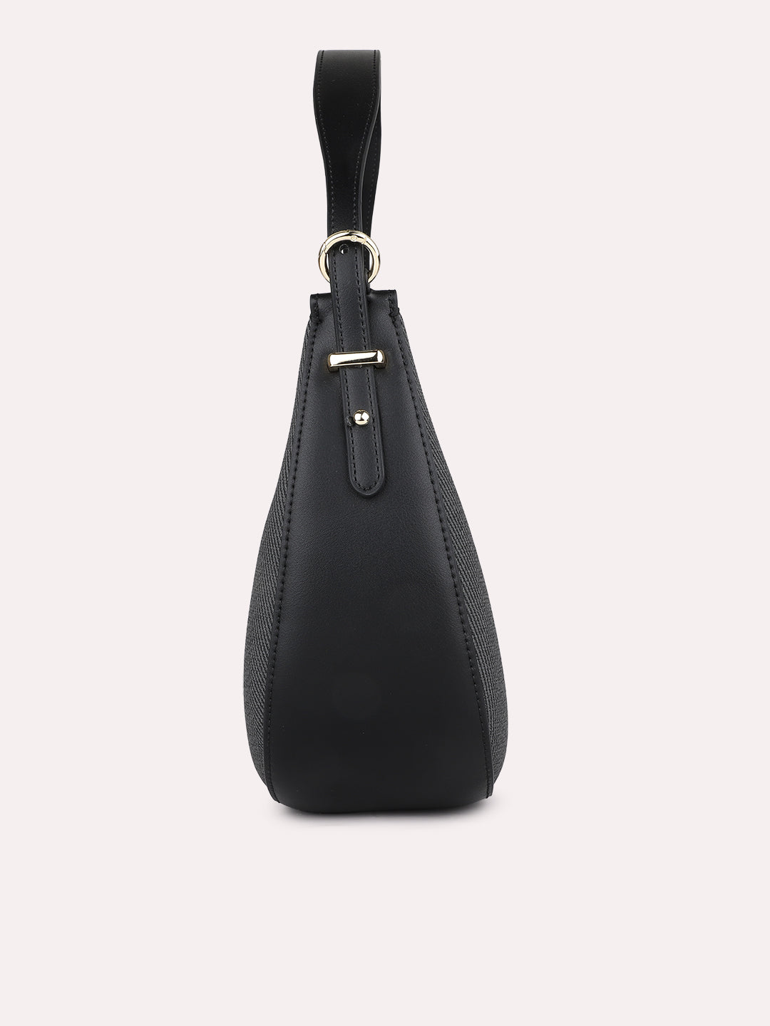 Womens Black Party Textured Shoulder Bag With Zip Lock