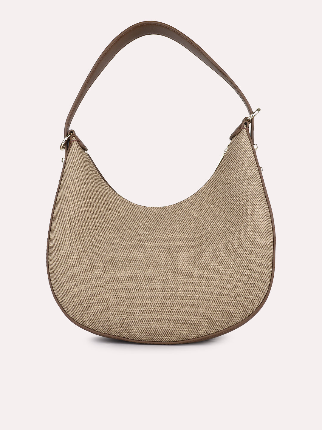 Womens Brown Party Textured Shoulder Bag With Zipper Lock