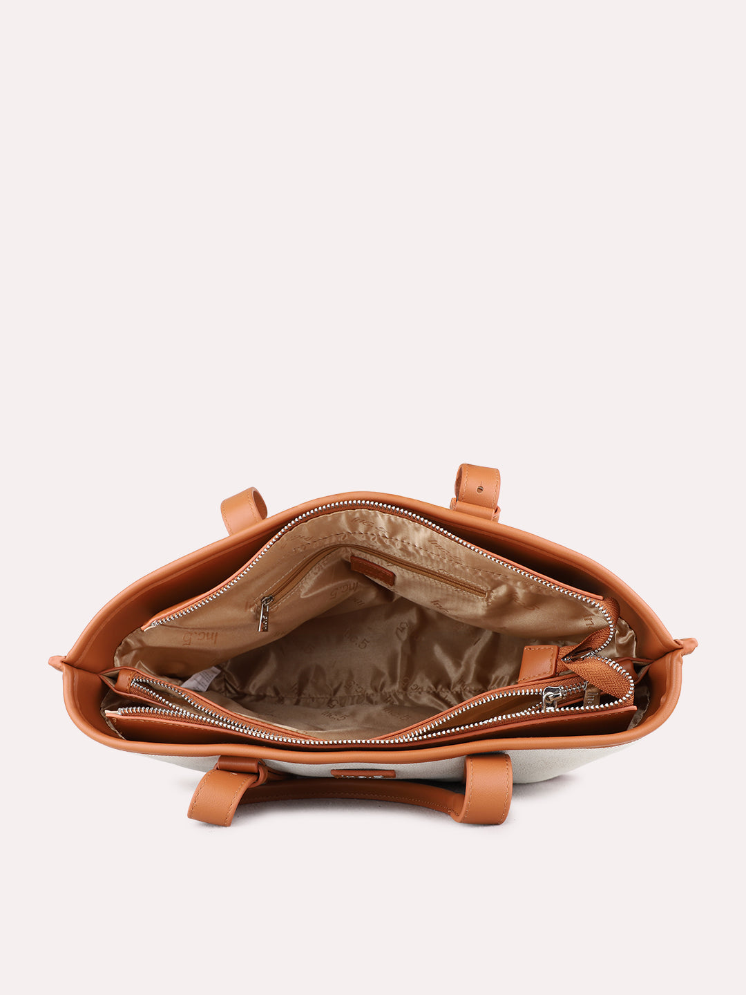 Womens Tan Shoulder Bag With Zip Lock For Casual Use