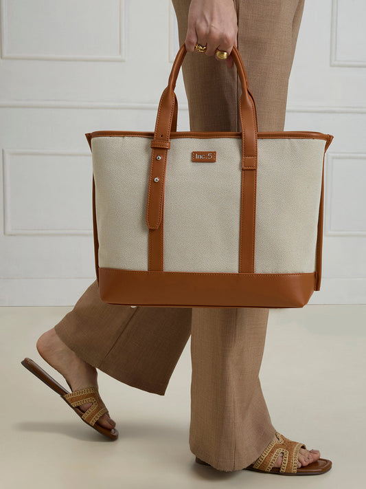 Womens Tan Shoulder Bag With Zip Lock For Casual Use