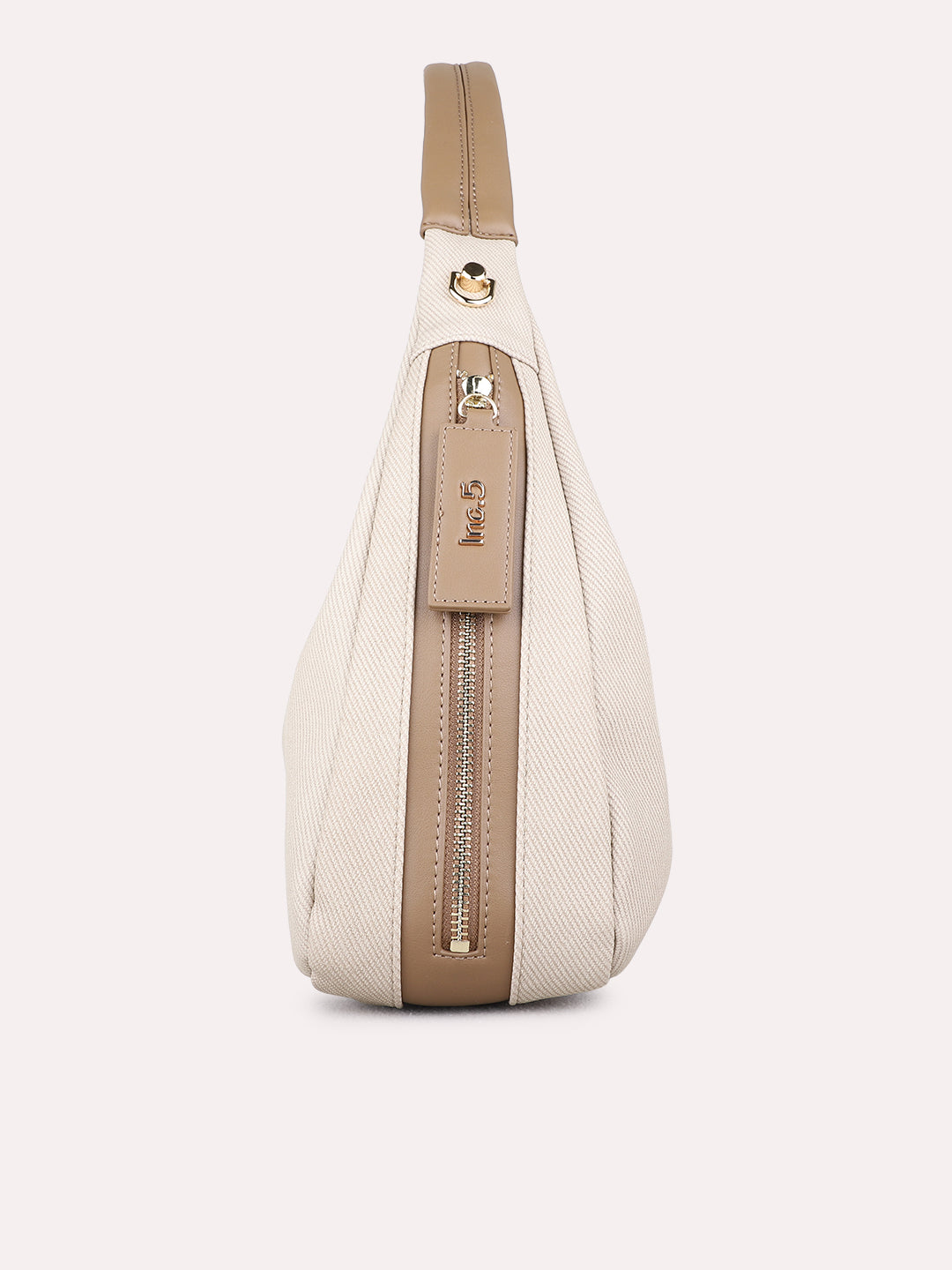 Womens Beige Shoulder Bag With Zip Lock For Party Use