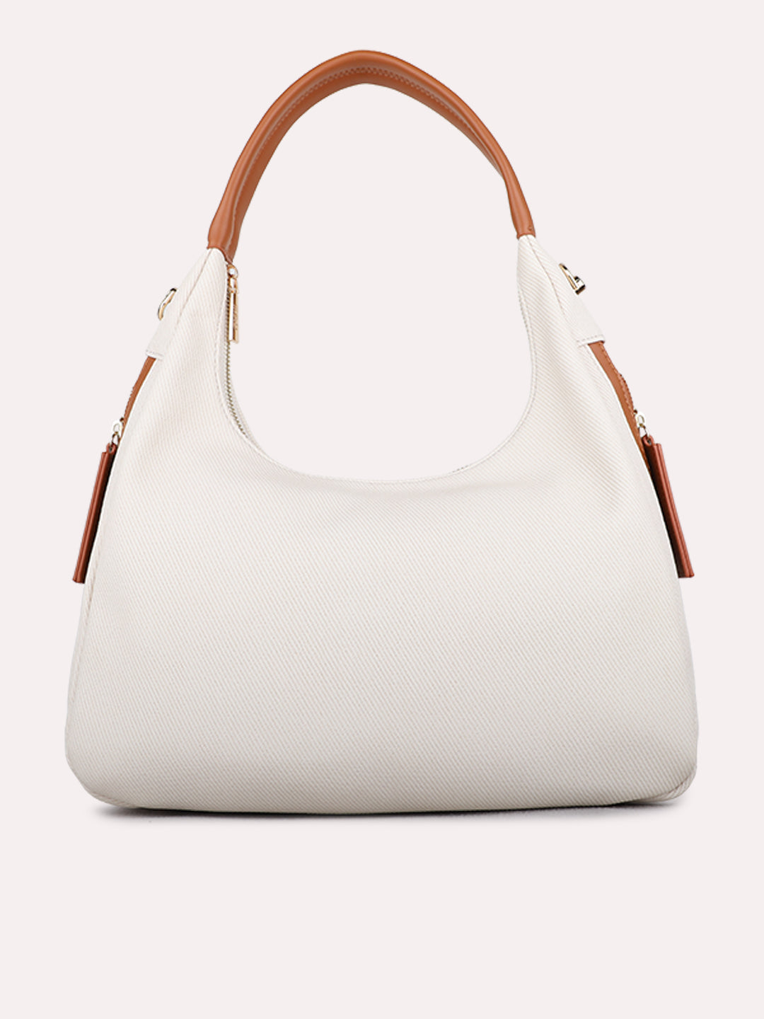 Womens Off White Shoulder Bag With Zip Lock For Party Use