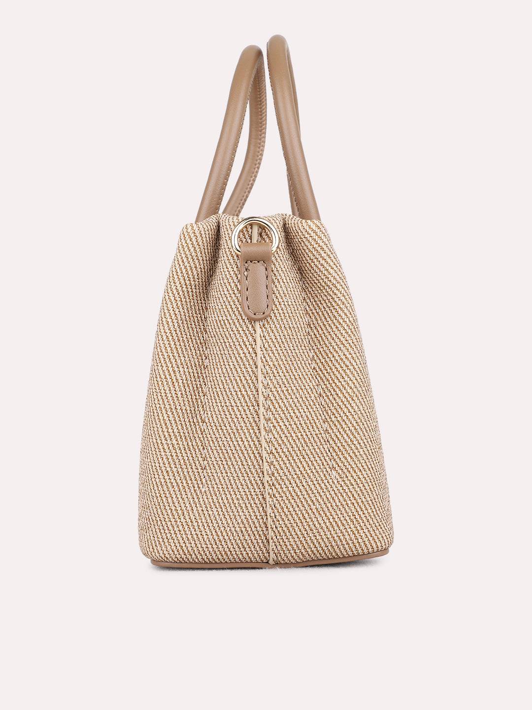 Womens Beige Shoulder Bag With Zip Lock For Casual