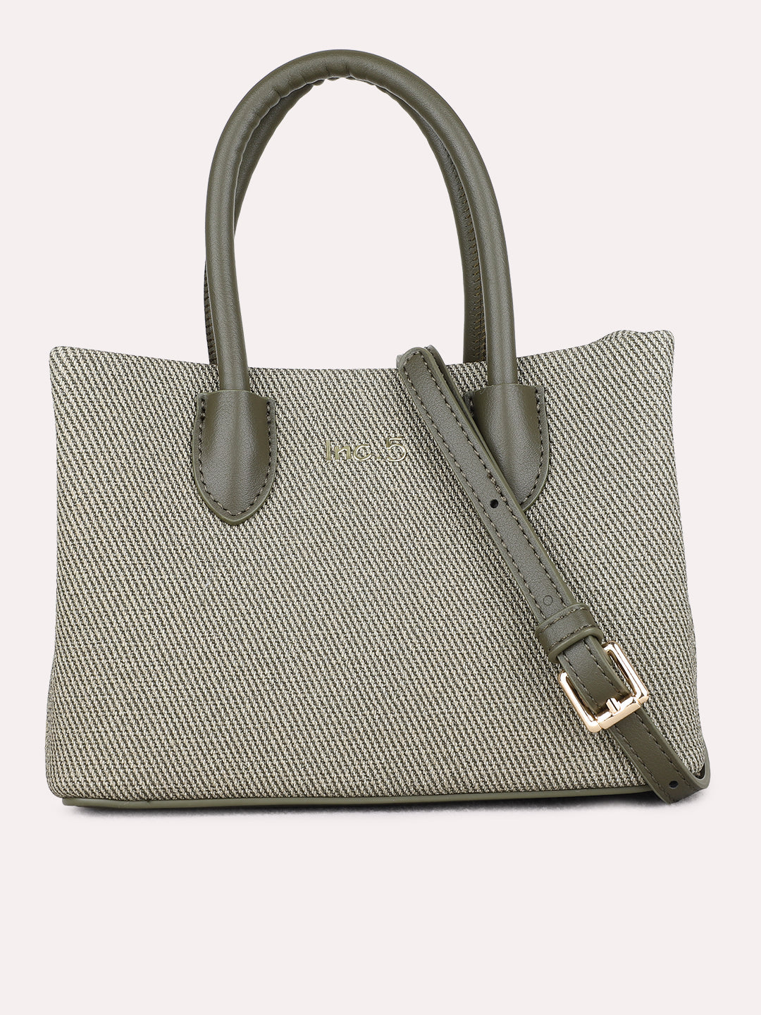 Womens Olive Shoulder Bag With Zip Lock For Casual Use