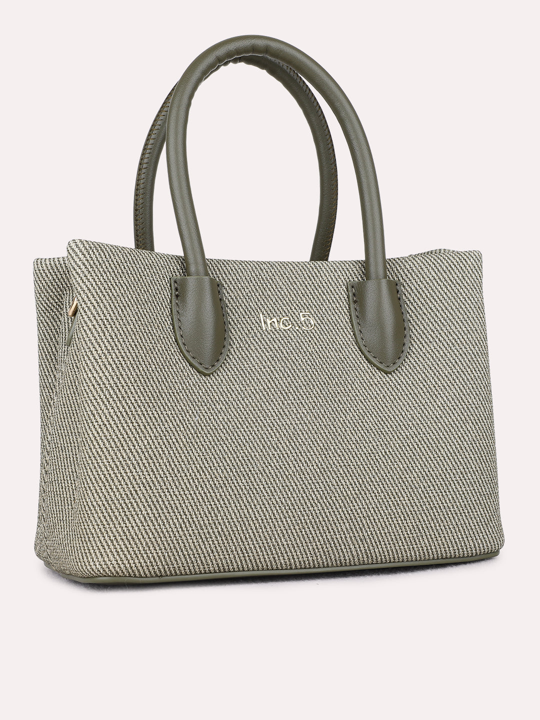 Womens Olive Shoulder Bag With Zip Lock For Casual Use