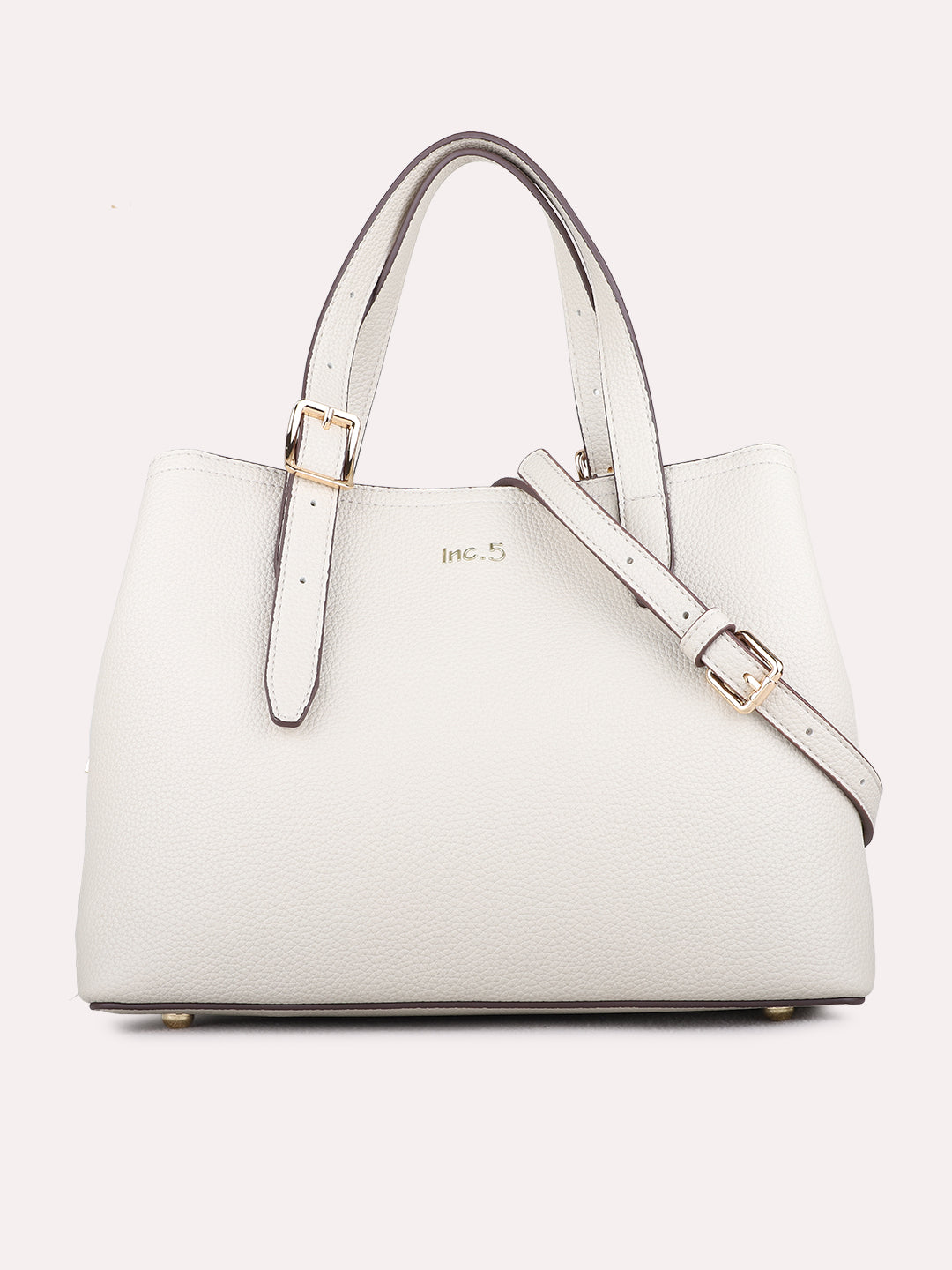 Womens Off White Shoulder Bag With Zipper Lock For Casual Use