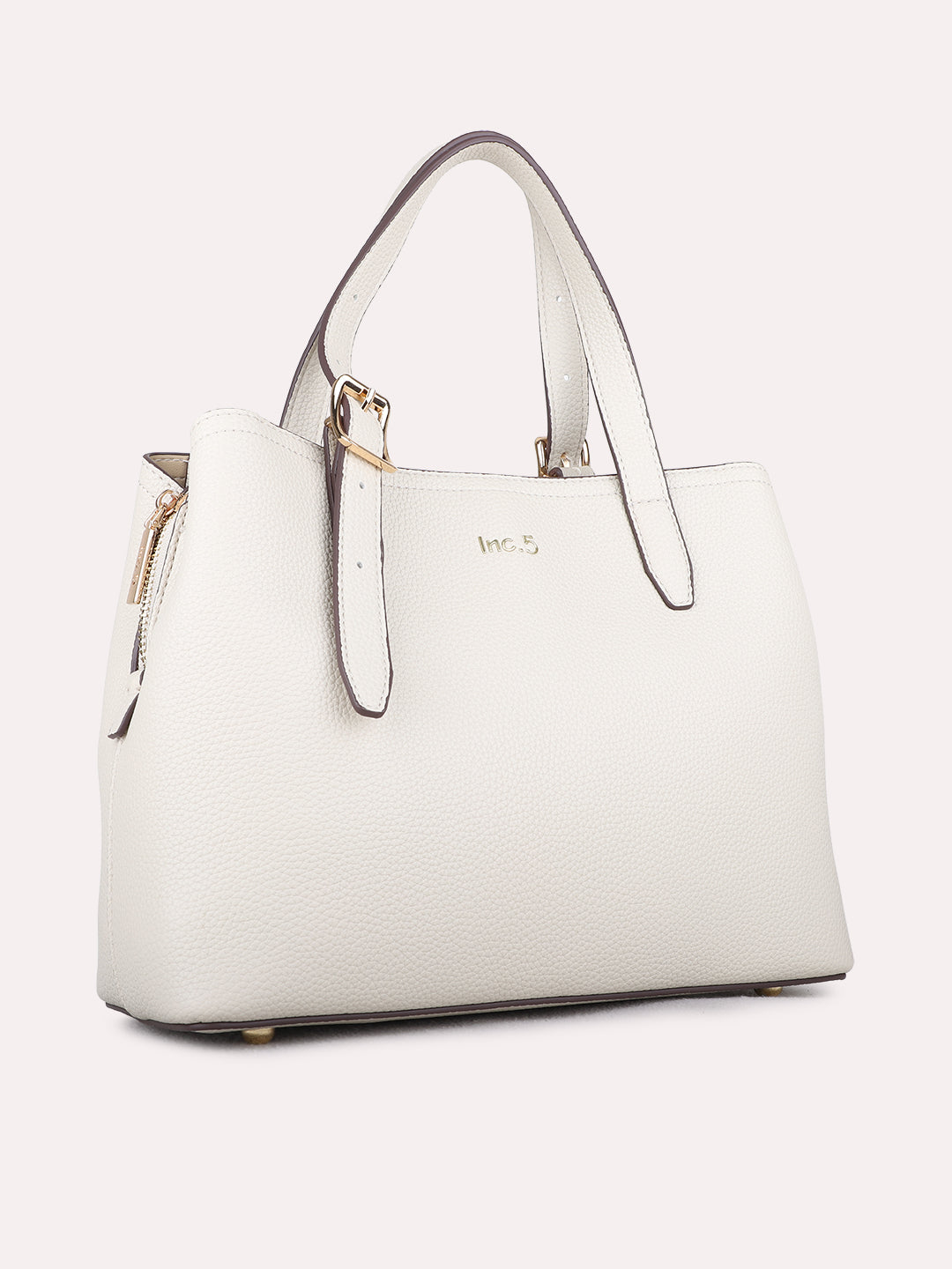 Womens Off White Shoulder Bag With Zipper Lock For Casual Use