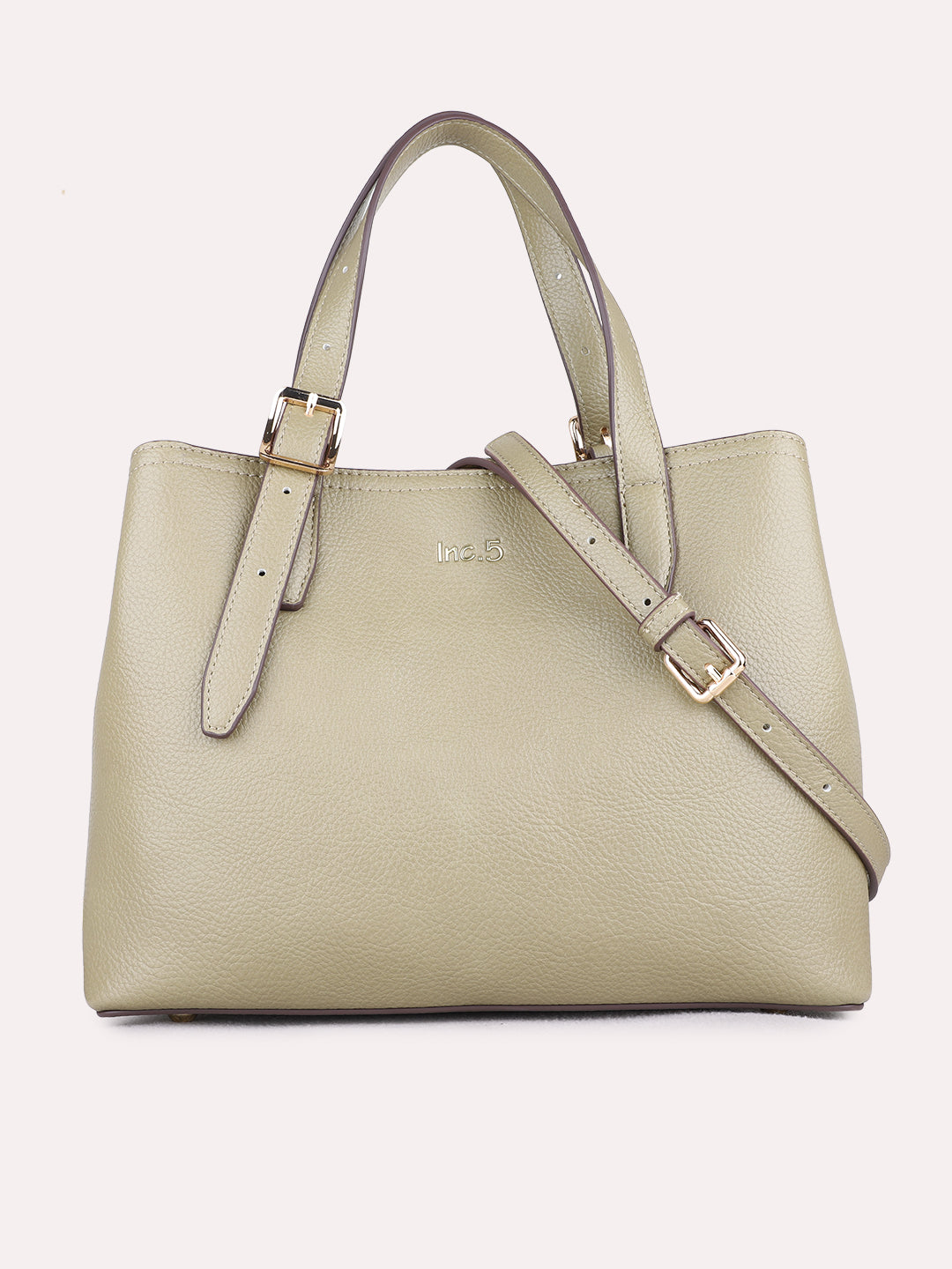 Womens Olive Shoulder Bag With Zipper Lock For Casual Use