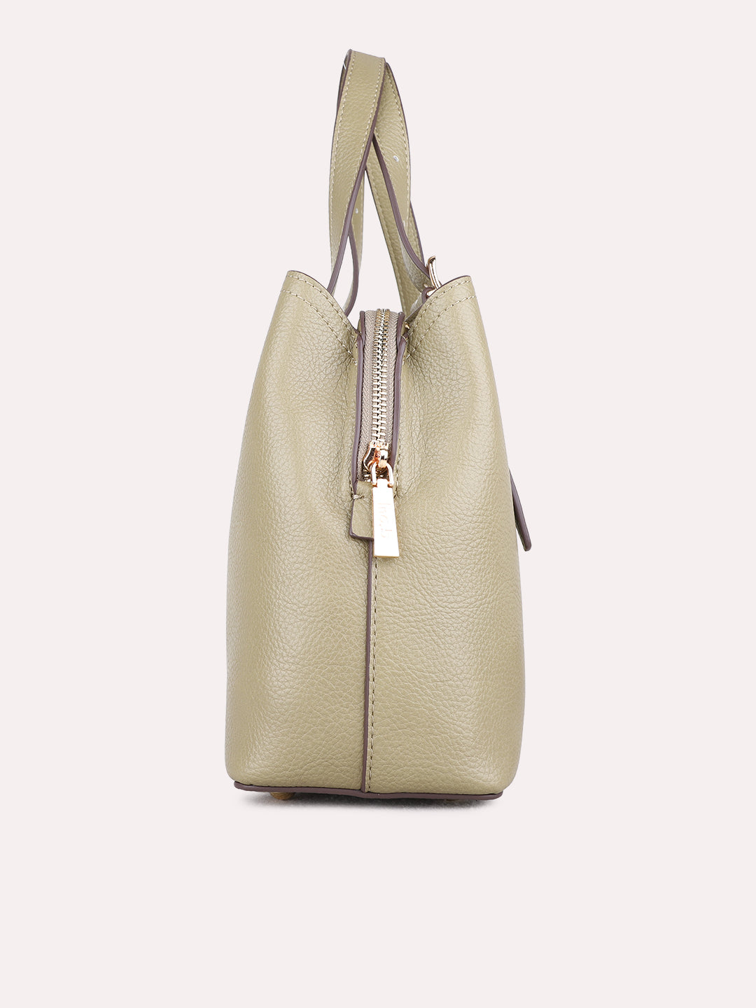 Womens Olive Shoulder Bag With Zipper Lock For Casual Use