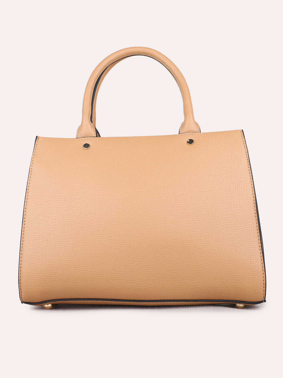 Womens Beige Shoulder Bag With Zip Lock For Casual Use