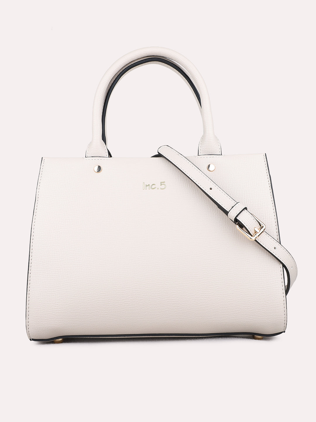 Womens Off White Shoulder Bag With Zip Lock For Casual Use