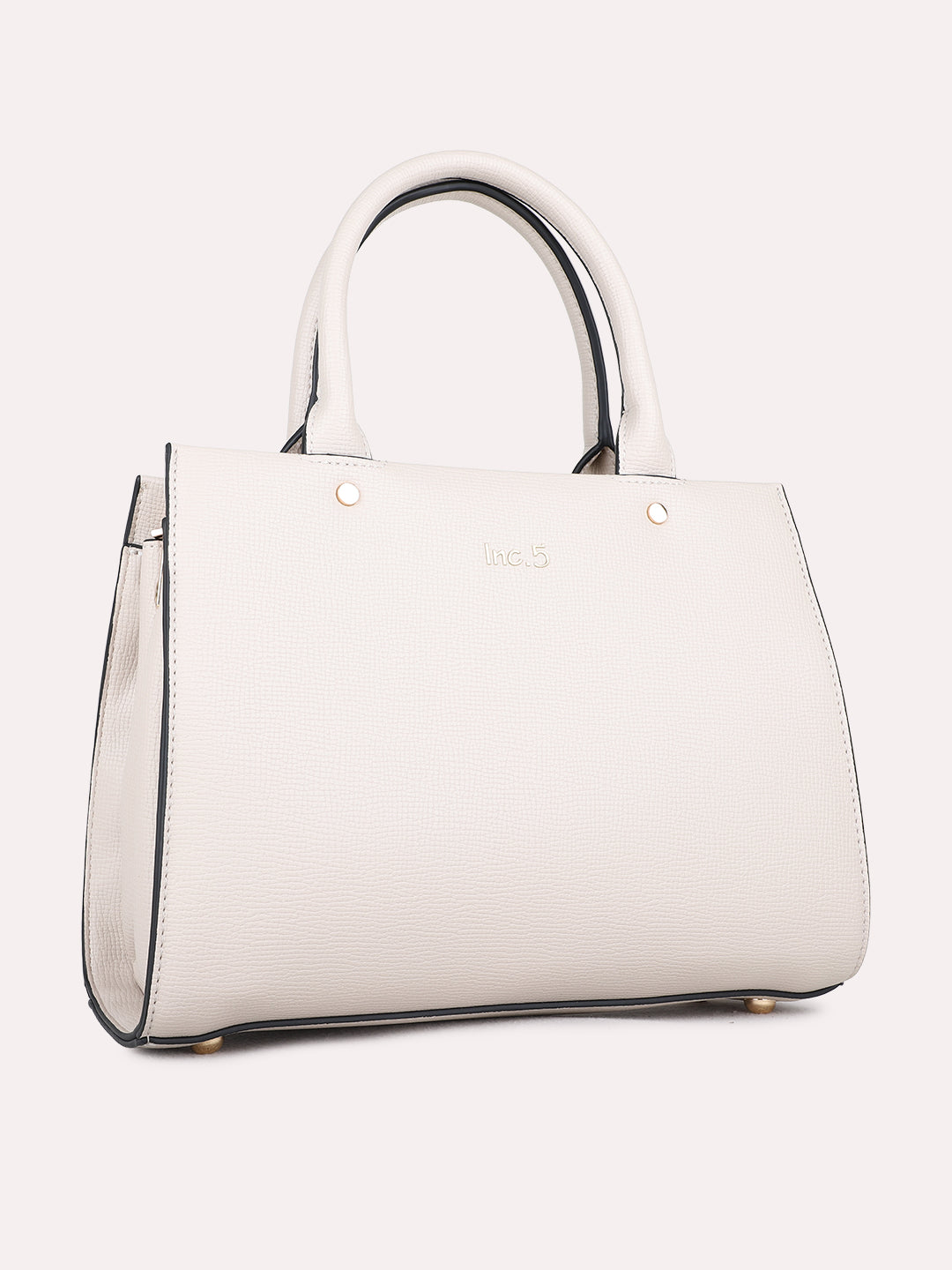 Womens Off White Shoulder Bag With Zip Lock For Casual Use