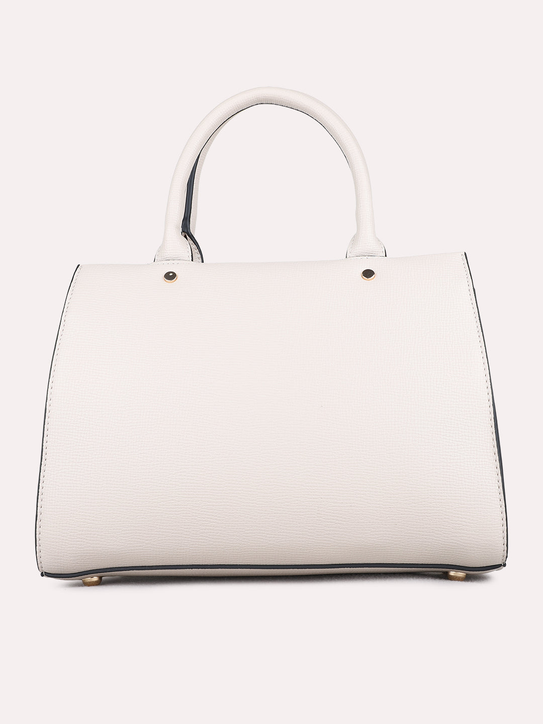 Womens Off White Shoulder Bag With Zip Lock For Casual Use