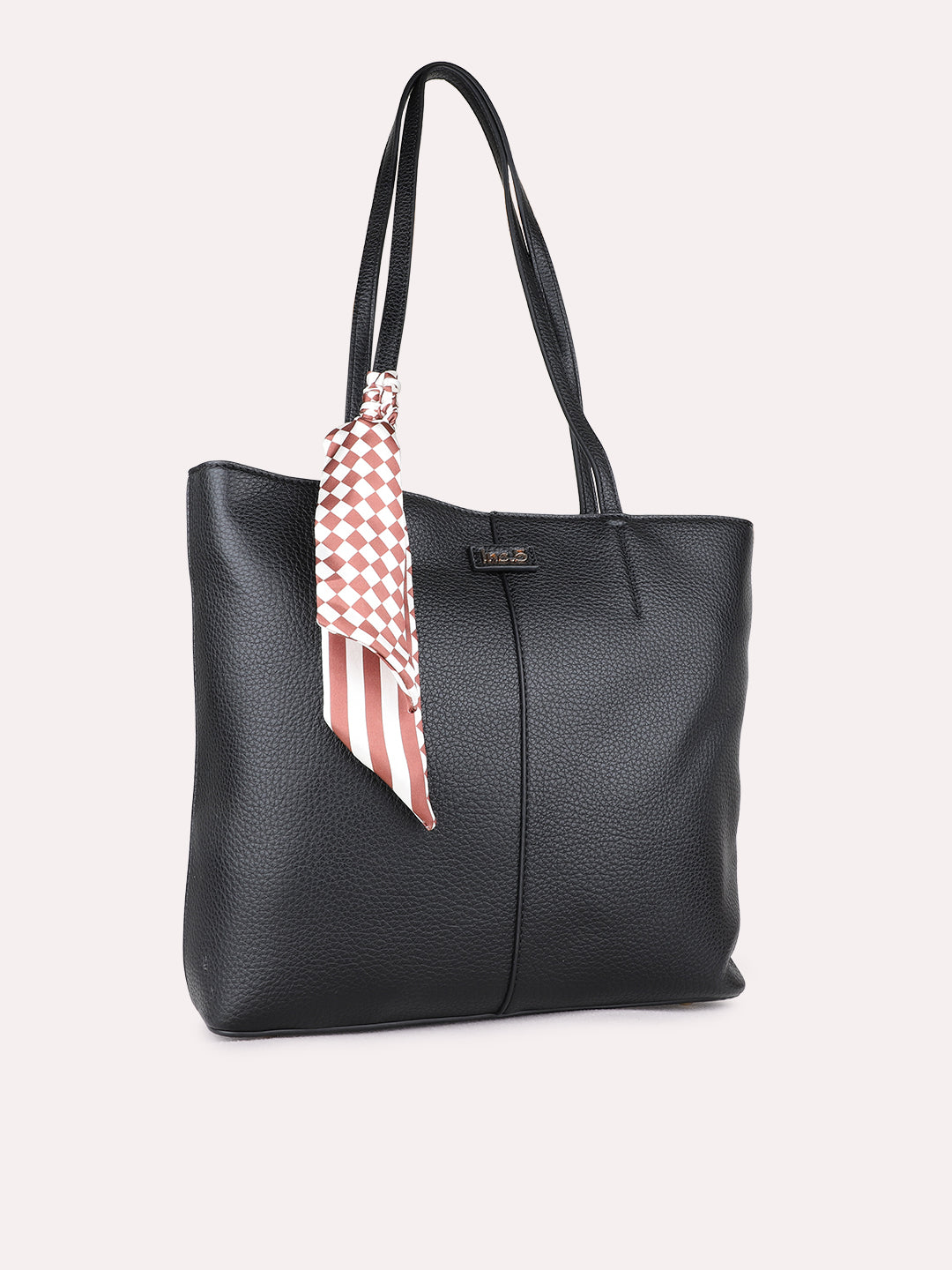 Womens Black Shoulder Bag With Zip Lock For Casual Use