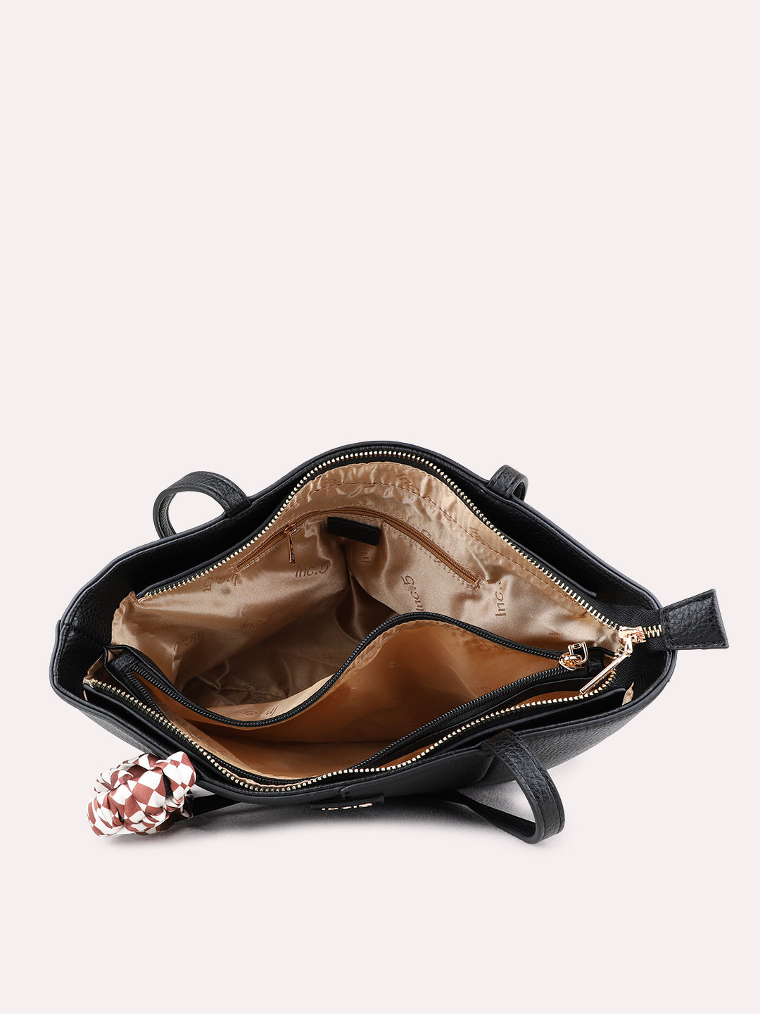 Womens Black Shoulder Bag With Zip Lock For Casual Use