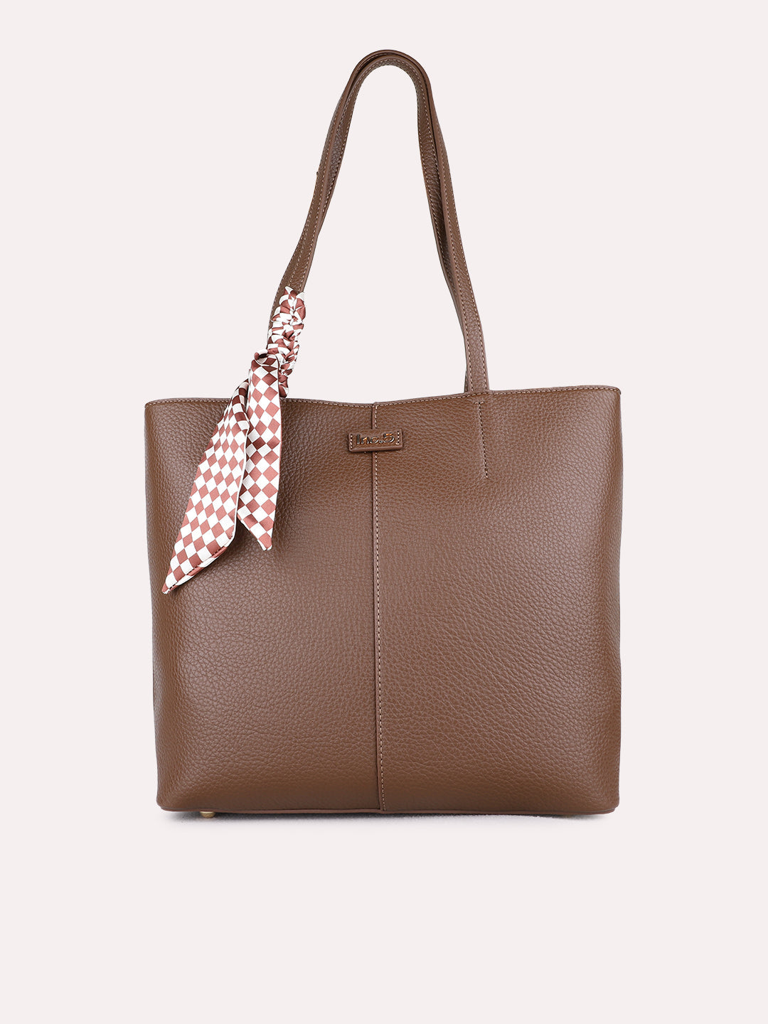 Womens Brown Shoulder Bag With Zip Lock For Casual Use