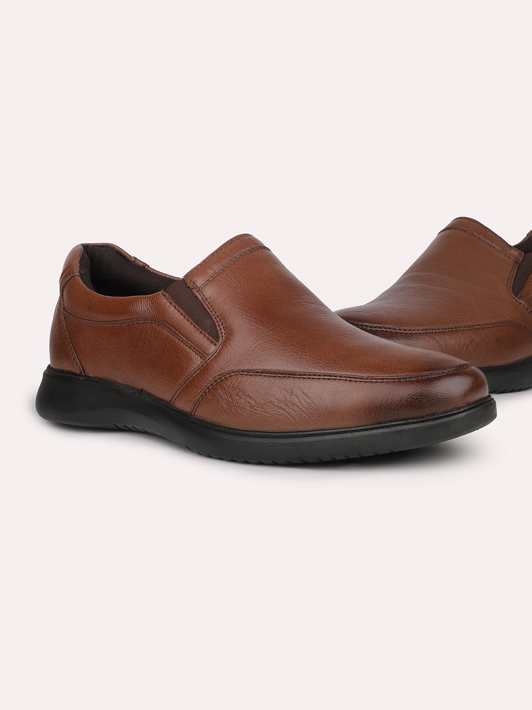 Men Tan Formal Slip-Ons Shoes