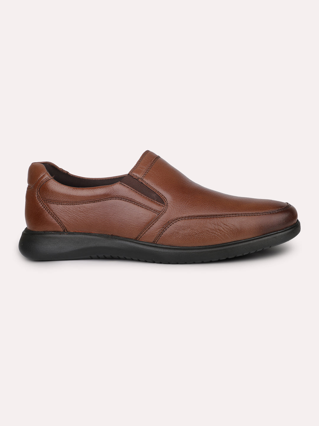 Men Tan Formal Slip-Ons Shoes