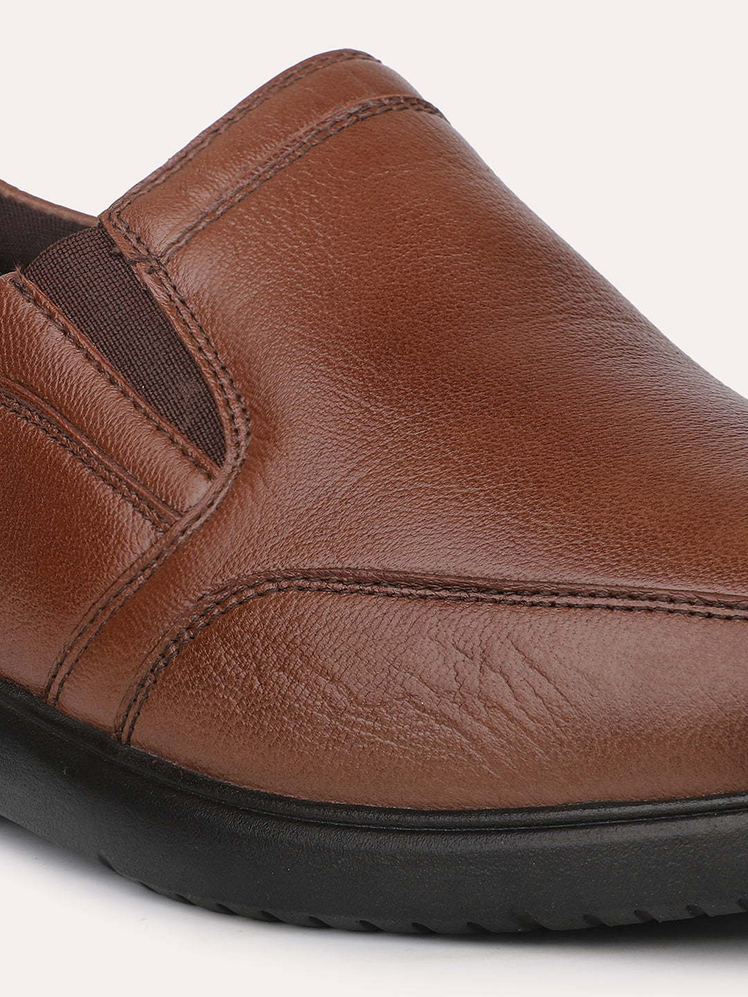 Men Tan Formal Slip-Ons Shoes