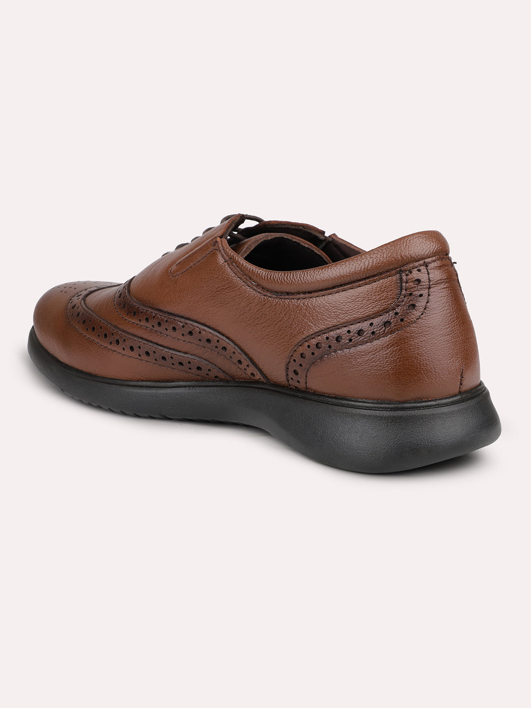 Men Tan Textured Formal Lace Up Derby Shoes